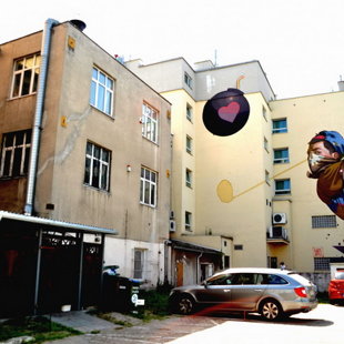 Unusual patterns on the houses of artists team Etam Cru