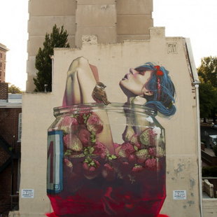 Unusual patterns on the houses of artists team Etam Cru