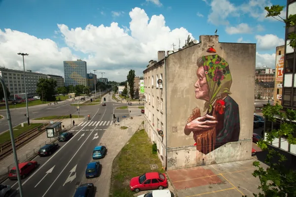 Unusual patterns on the houses of artists team Etam Cru
